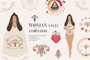 Woman cycle collection, a Healthcare Illustration by Alisovna