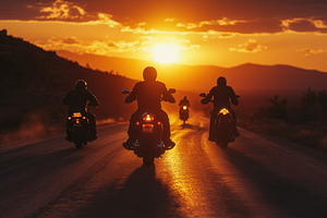 Group of motorcycle riders riding, a Photo by Pavel_design