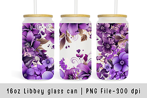 16 Oz Libbey Glass Can Flowers