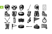 Vintage Ice Hockey Equipment Set, an Object Graphic by RT Studio (Thumbnail 1 of 5)