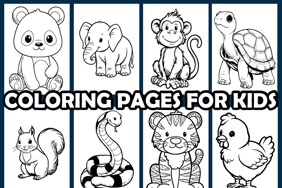 Cute Animal Coloring Pages For Kids, an Animal Illustration by maggiesar (Photo 3 of 4)