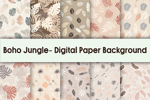 Boho Jungle Digital Paper Background