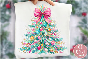 Coquette Bow Christmas Tree PNG a