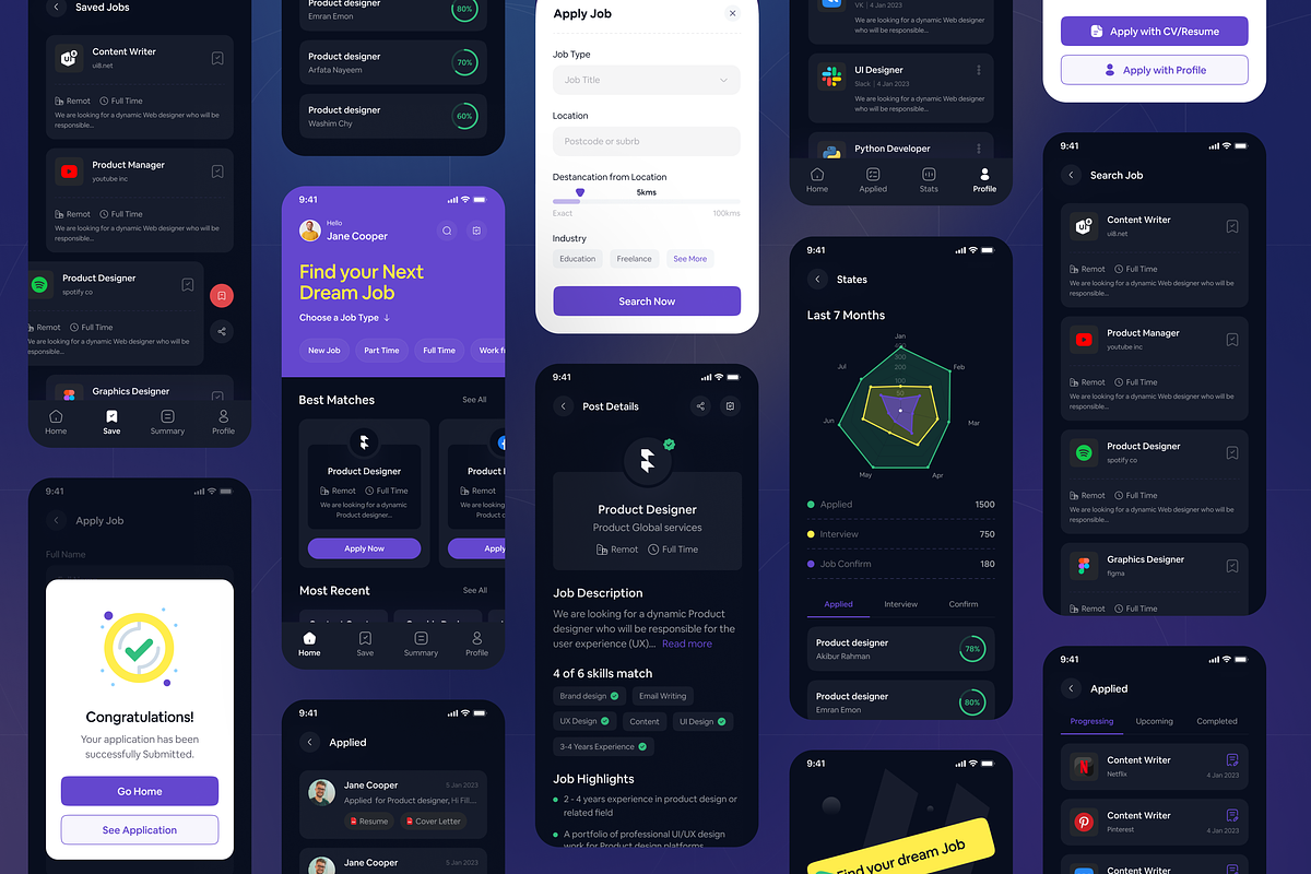 HR & Recruitment App UI Kit, an UI Kit Template by floxui (Photo 7 of 8)