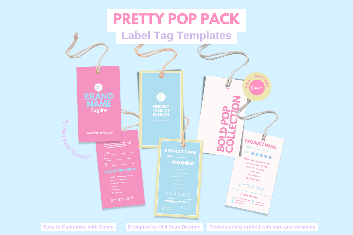 Pretty Pop Label Tag Templates Pack