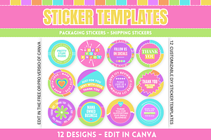 Thank You Sticker Template Bundle, a Stationery Template by SunshineStudioBoutique