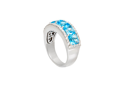 Diamond ring with blue precious gems containing ring, diamond, and jewelry