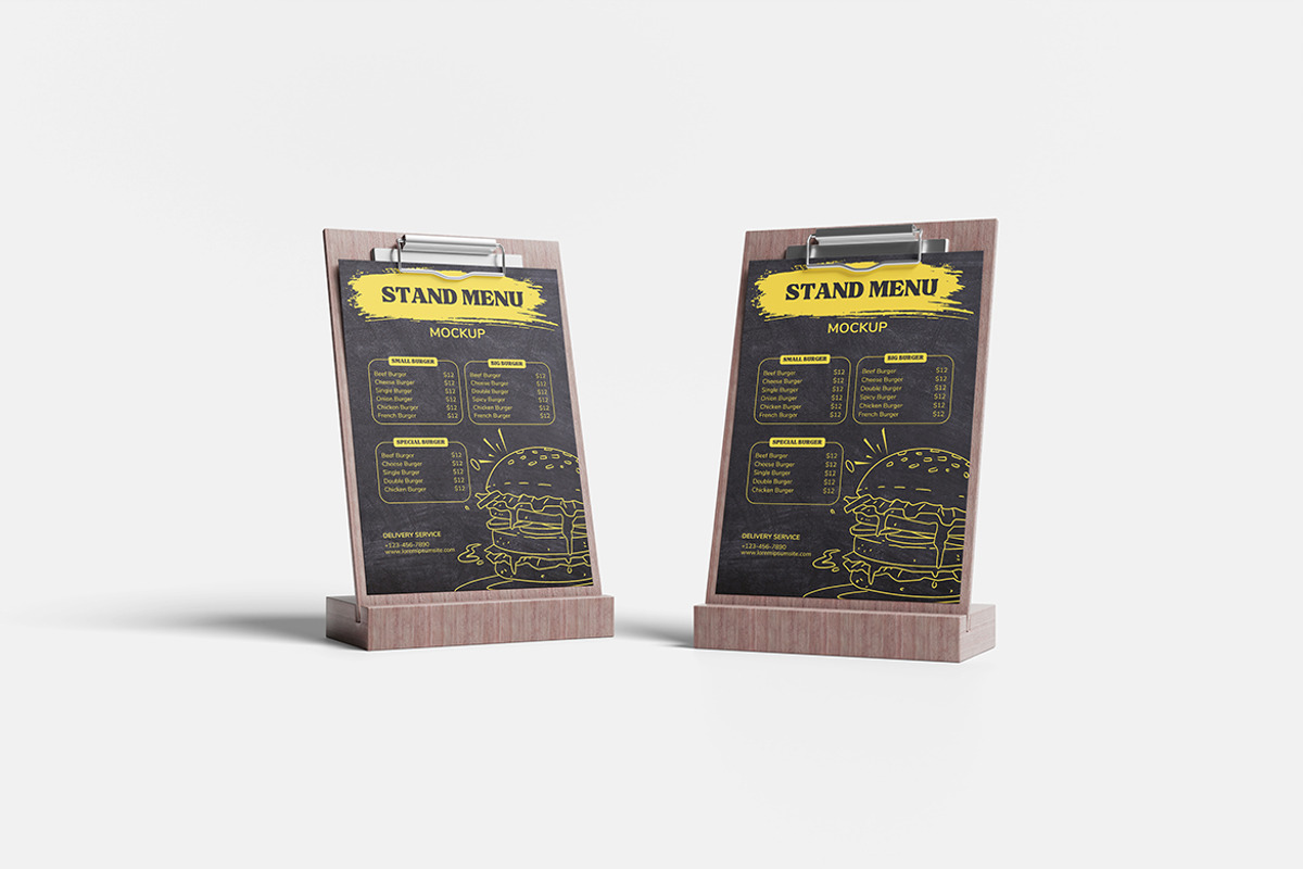Menu Stand Mockup, a Packaging Mockup by bimockup (Photo 2 of 6)