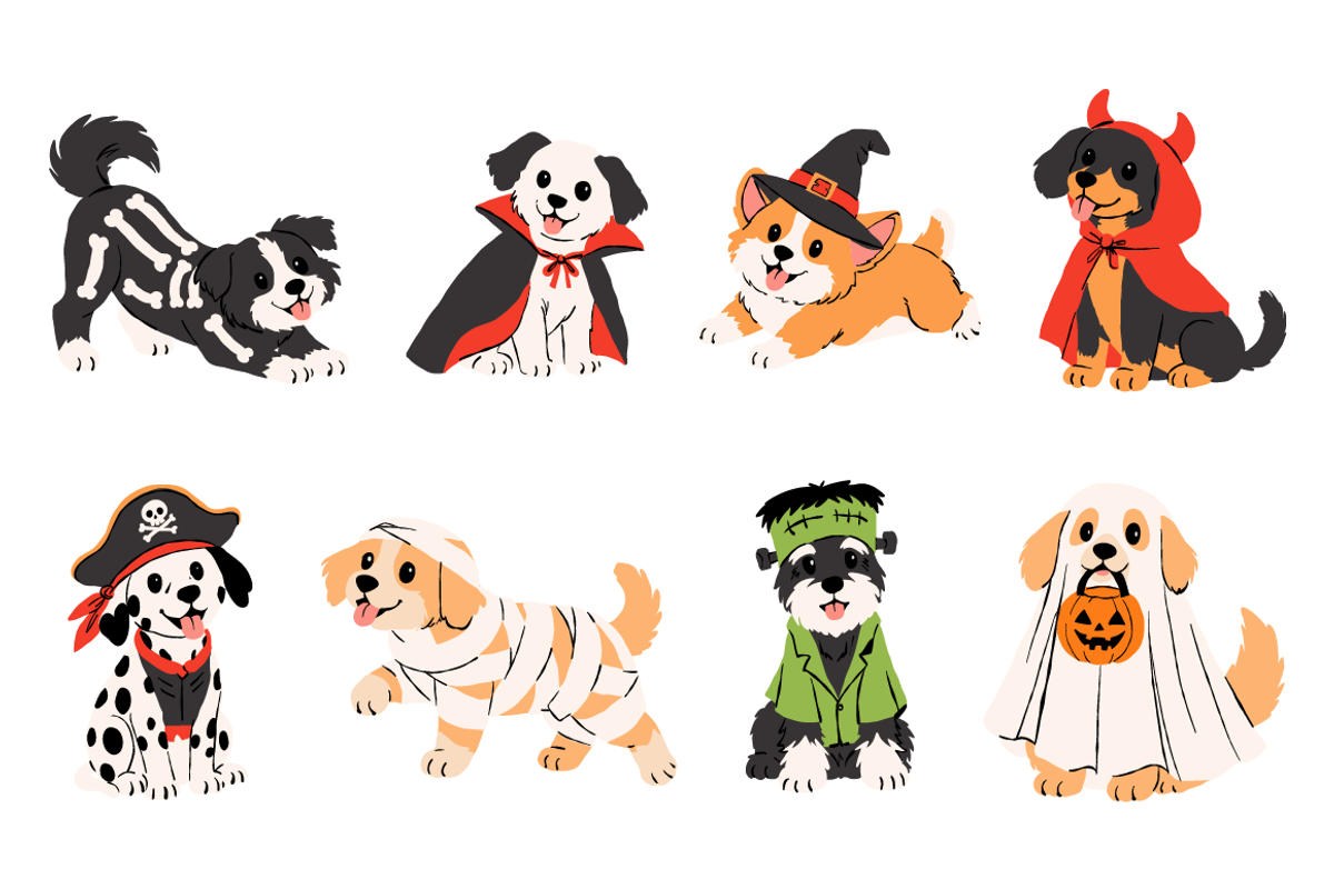 Halloween Dogs Clipart, a Seasonal Illustration by Zeukaa (Photo 3 of 10)