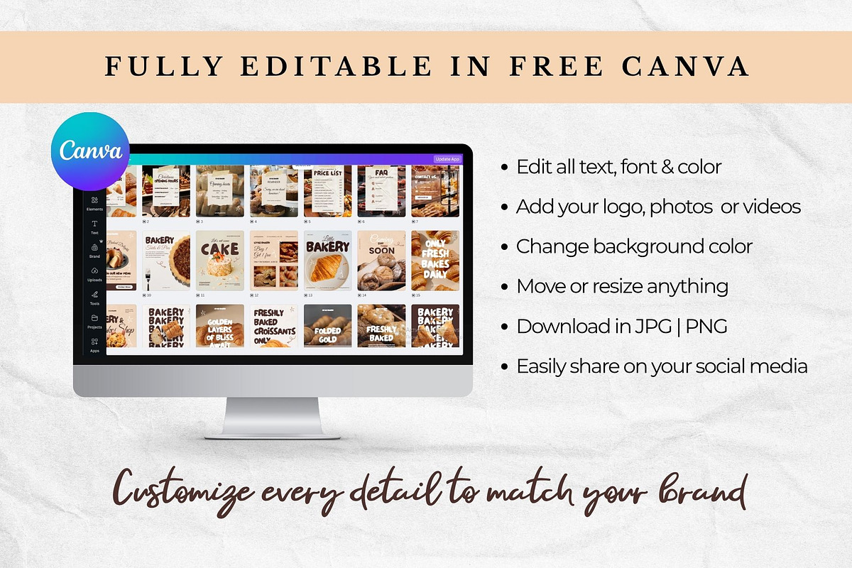 Bakery Instagram Template Canva, a Marketing Template by Anna Design Studio (Photo 5 of 11)