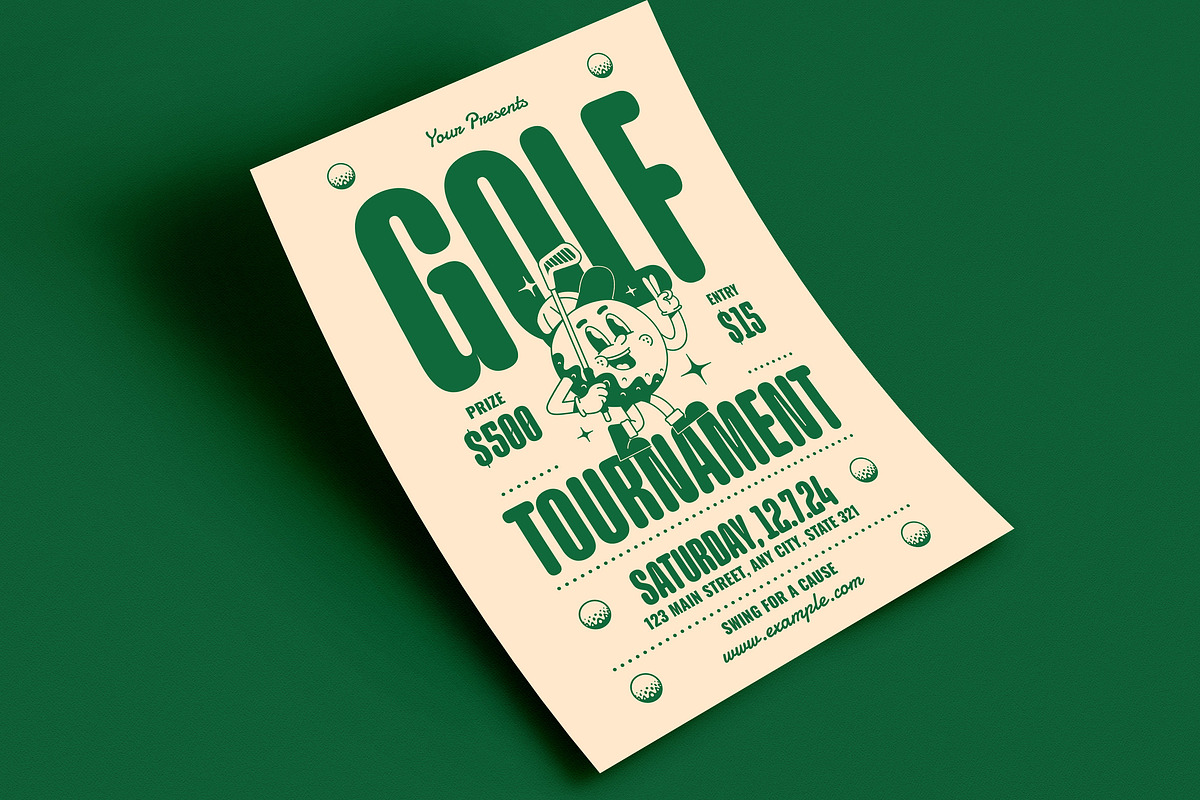Retro Trendy Golf Tournament Flyer, a Flyer Template by Guuver (Photo 3 of 3)