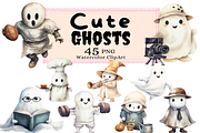 The Cute Ghosts Collection Clipart, a Seasonal Illustration by Watercolor Digital (Thumbnail 1 of 8)