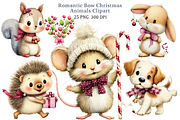 Romantic Bow Christmas Animals Art, a Seasonal Illustration by Coco Bloom (Thumbnail 1 of 4)