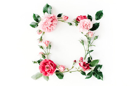 Floral frame with roses stock photo containing roses and leaves, a Nature Photo by Floral Deco