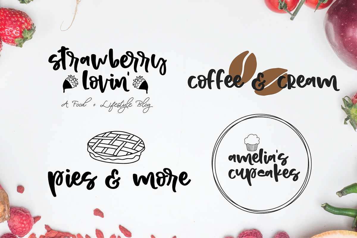 Strawberry Shortcake Font & Extras, a Script Font by theinkaffair (Photo 9 of 13)