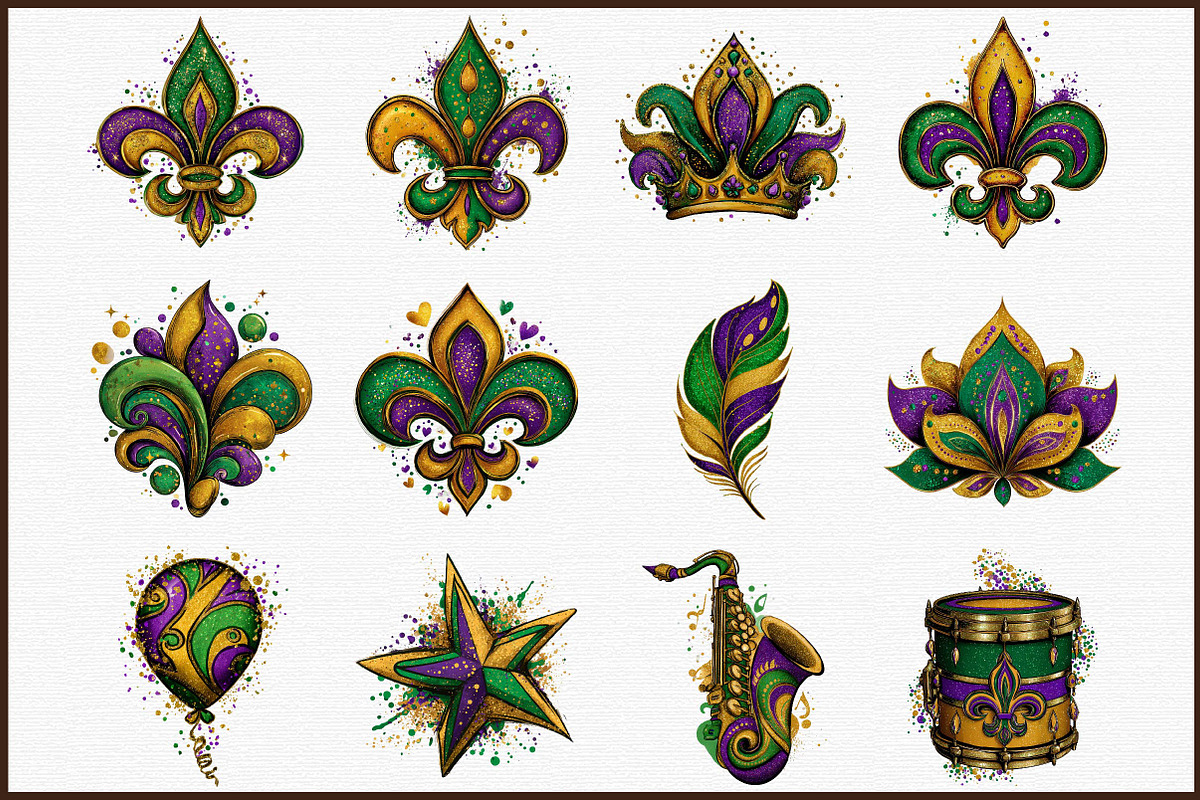 Mardi Gras Glitter Sublimation Bundl, an Illustration by Sublimation Artist (Photo 3 of 6)