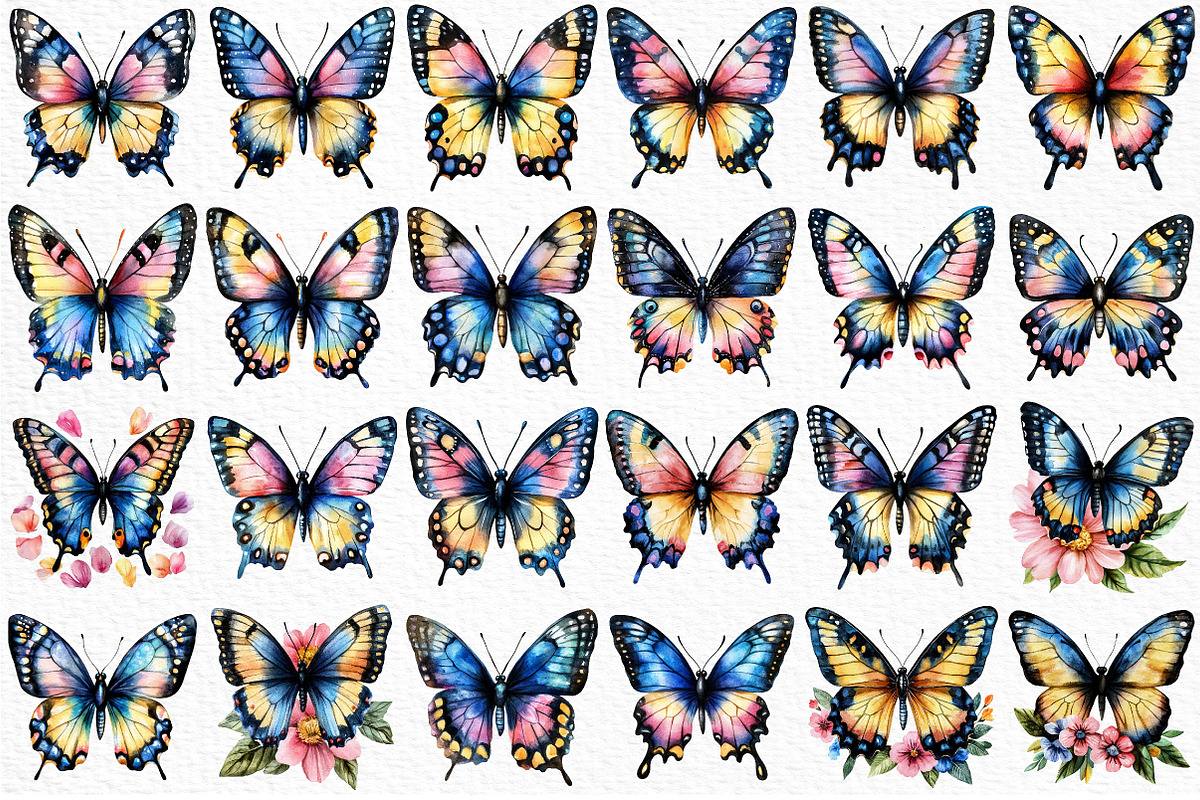 Watercolor butterflies clipart, an Illustration by Craft Nest (Photo 6 of 11)