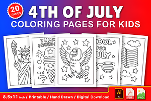 4th of July Coloring Pages, a Seasonal Illustration by Design Station