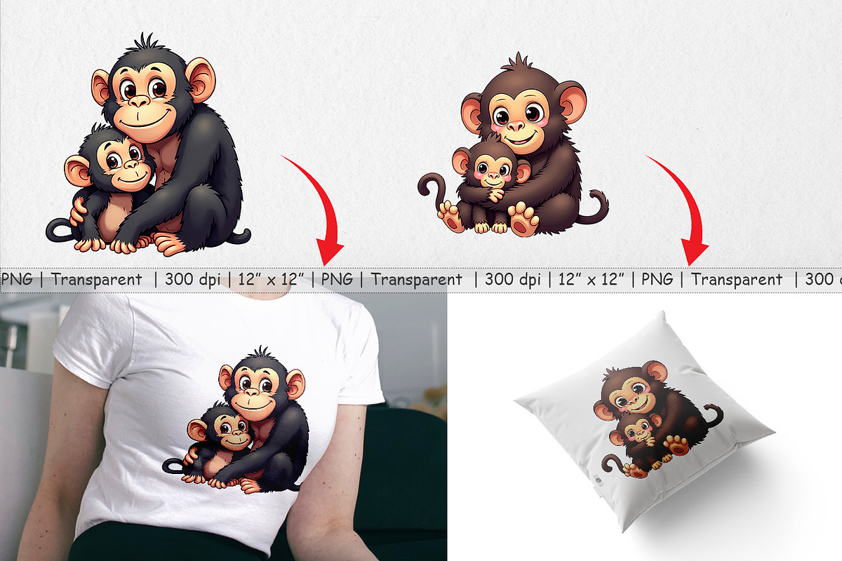 Chimpanzee Mother's Day Clipart, a Graphic by Artnoy (Photo 3 of 5)