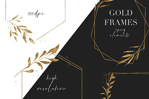 Gold Frames Clipart Floral PNG