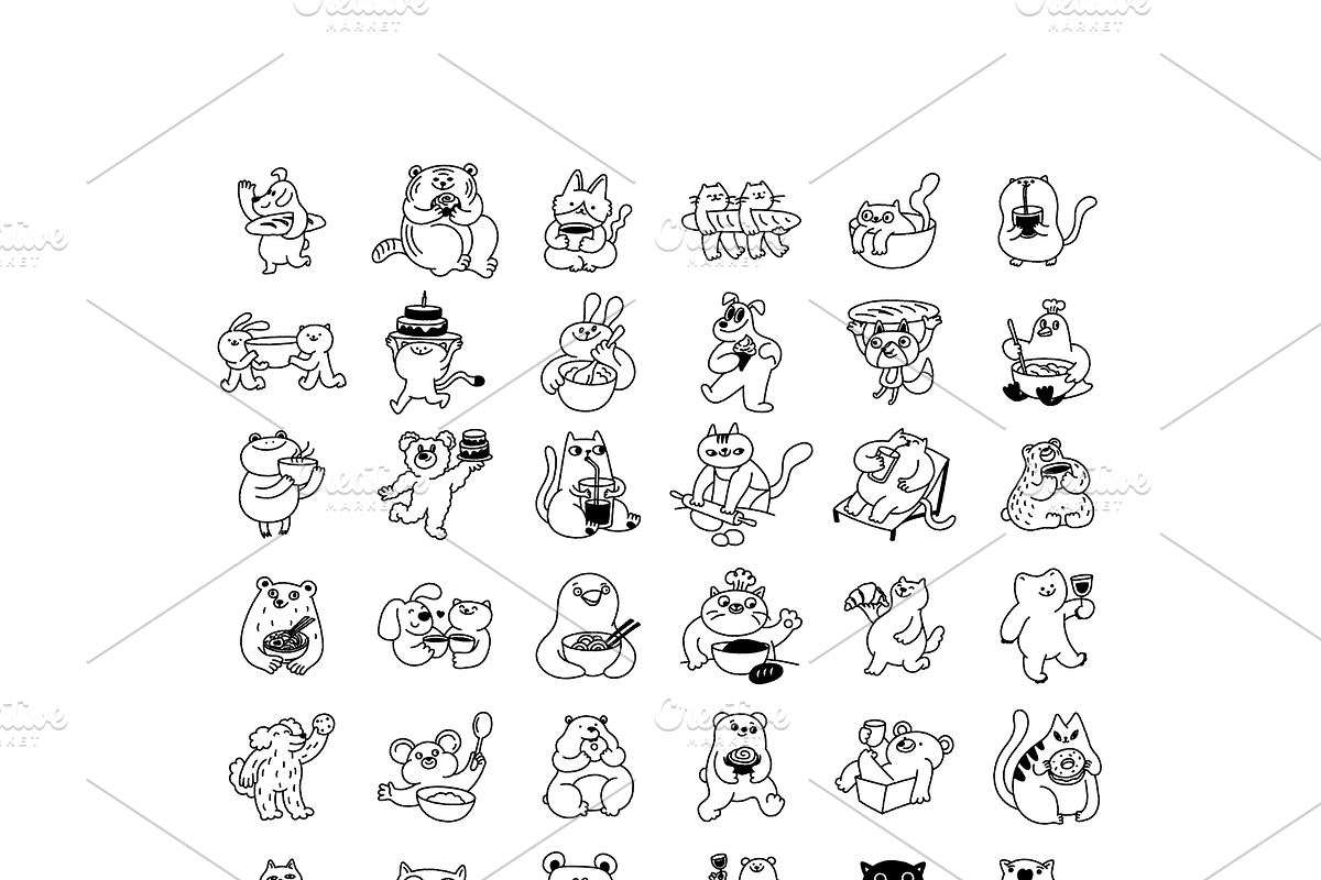 Animal Cafe. Mascots & Food Doodles, a Food Illustration by venimo (Photo 12 of 12)