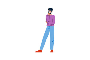 Pensive man thinking and touching, a Person Illustration by pikepicture