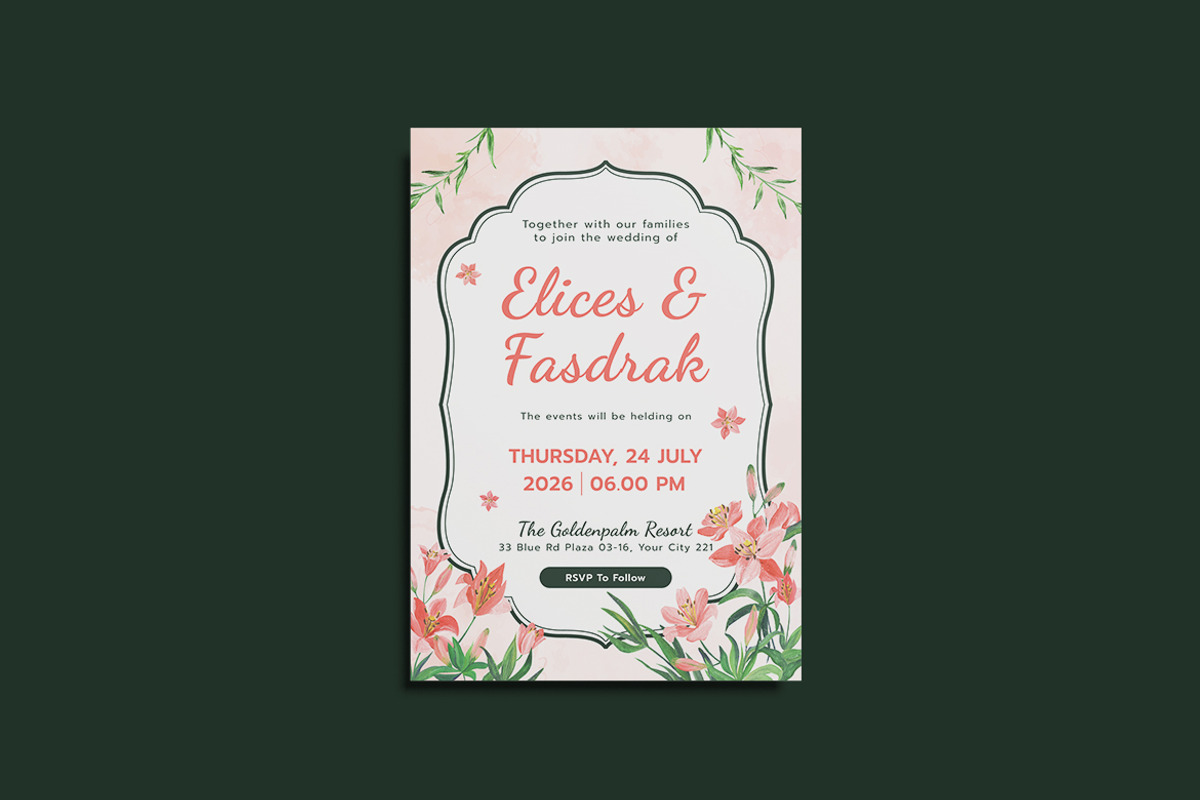 Lilies Valley Wedding Invitation, an Invitation Template by iDoodle Studio (Photo 4 of 4)