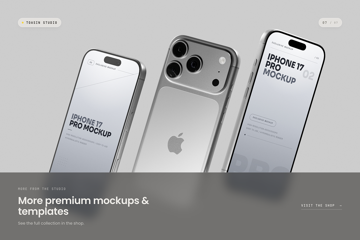 iPhone 17 Pro Mockup, an iPhone Mockup by Toasin Studio (Photo 7 of 7)