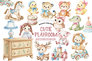 Watercolor Kids Playroom Clipart, an Object Illustration by TatiMockup (Thumbnail 1 of 4)