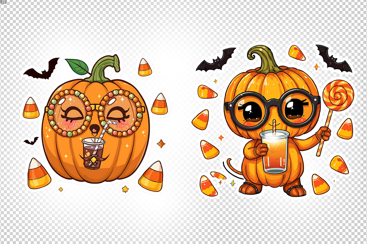 Cute Halloween Pumpkin Drink Bundle, an Illustration by Artonix (Photo 2 of 5)