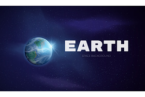 Realistic earth space. Planet cosmic, an Illustration by Stock-Smart-Start