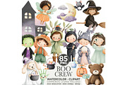 Watercolor Cute Halloween Clipart, an Illustration by CharmClipart (Thumbnail 1 of 9)
