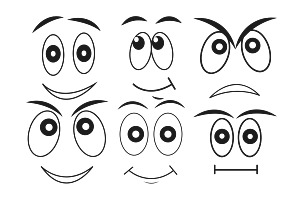 Basic Cartoon Funny Face Set 1