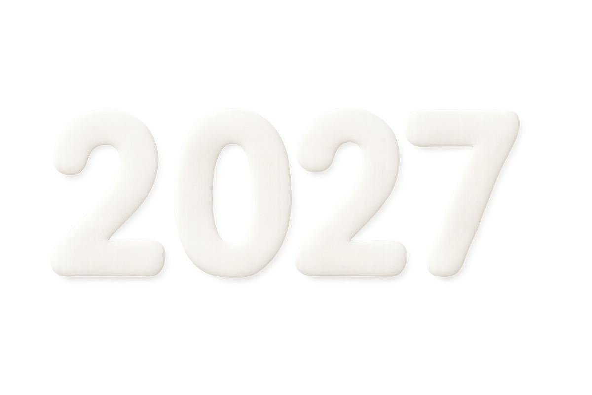 New year 2027 numeric design in whit, an Illustration by Dvoevnore photos