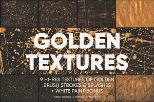 9 Macro Golden Paint Textures