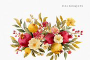 Watercolor Pomegranate Bouquet, a Decorative Illustration by ThaismotaCreativeCo (Thumbnail 8 of 10)