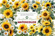 watercolor sunflower clipart, an Illustration by Designworld (Thumbnail 1 of 6)
