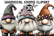 Whimsical Gnome Clipart PNG, an Illustration by Black Bird Studio (Thumbnail 1 of 6)