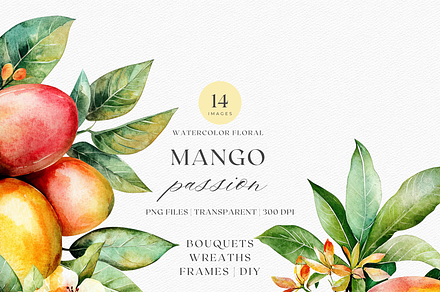 Watercolor Mango Clipart