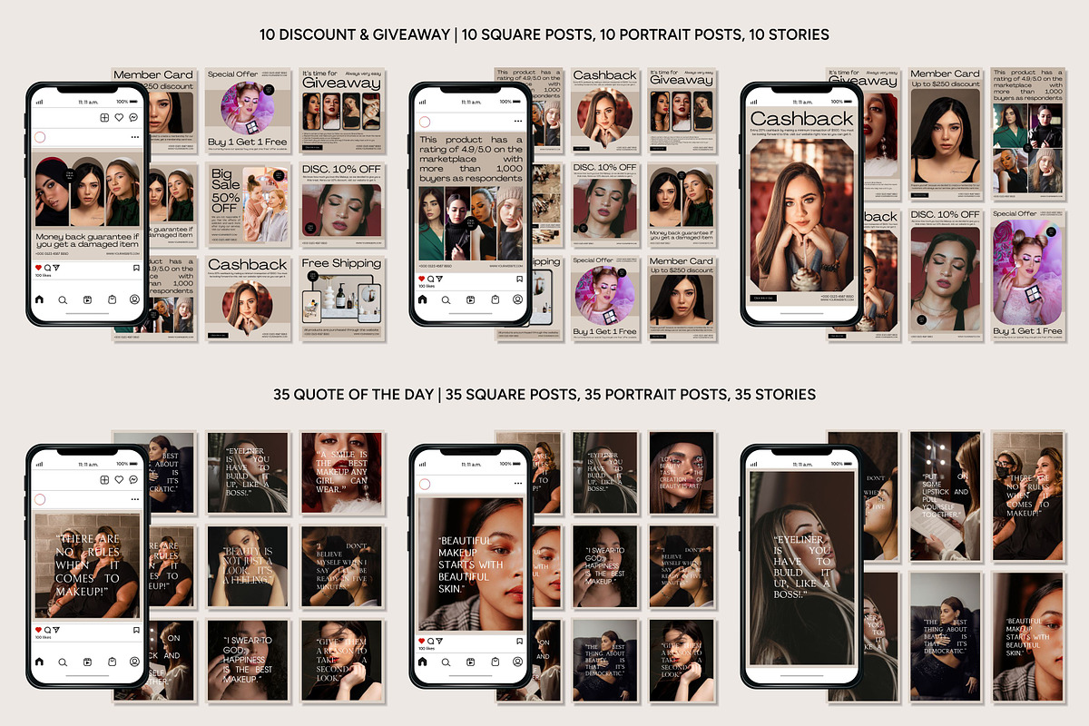 Makeup Canva Template, a Social Media Template by Kalubuak (Photo 3 of 10)