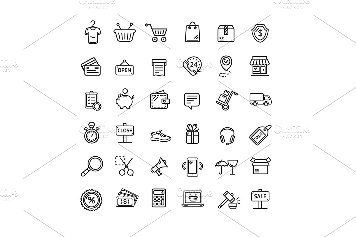 Ecommerce Icon Color Line Set, an Outline Icon by Vector and Templates