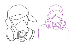 one line drawing respirator mask