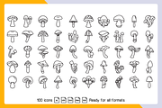 Mushroom and Toadstool Icons Vector, an Outline Icon by Designfour (Thumbnail 2 of 6)