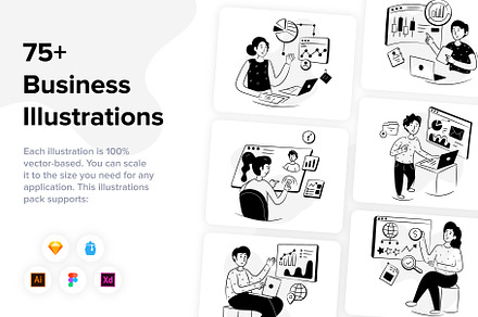 79 Hand Drawn Business Illustrations, a Finance Illustration by Brickclay