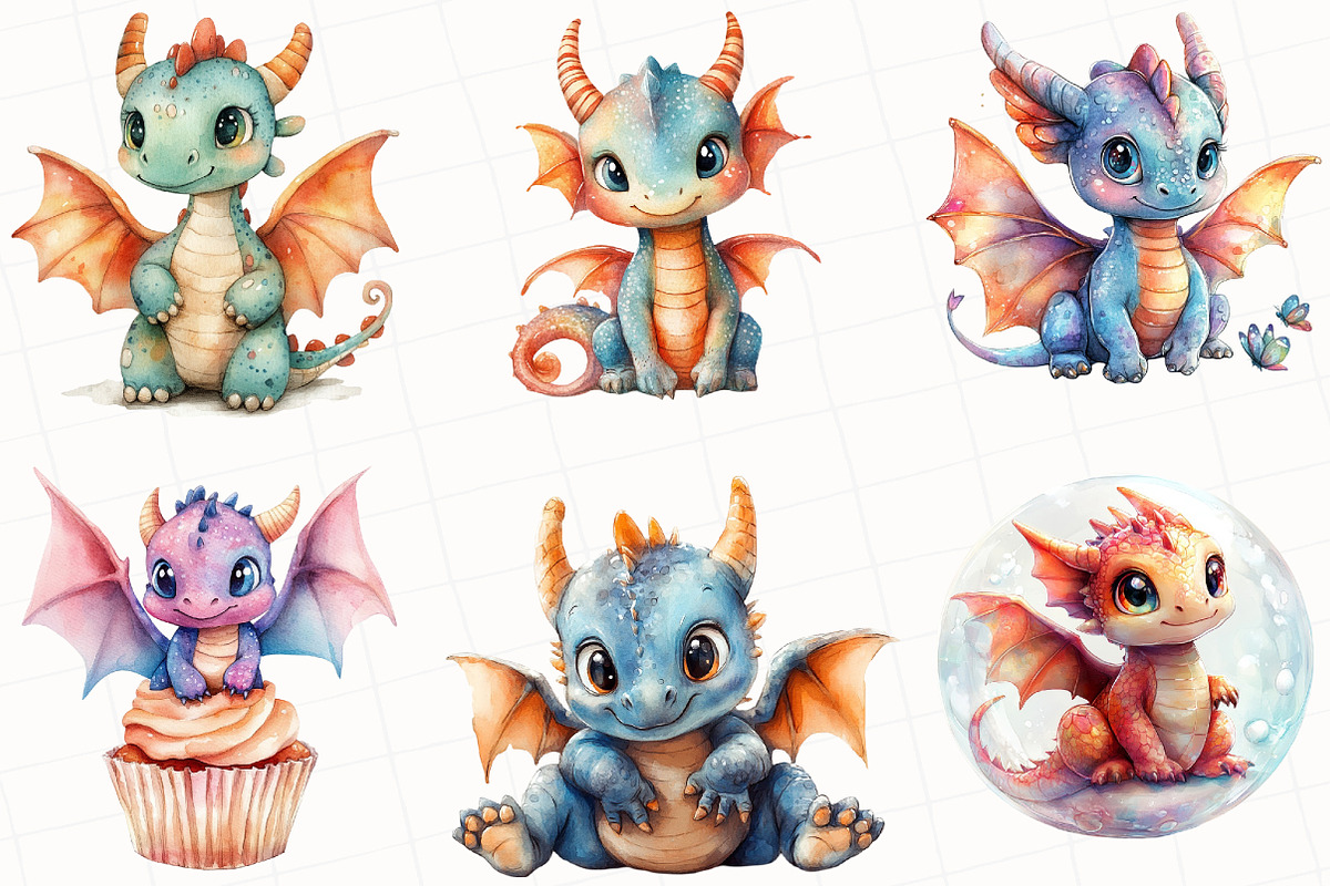 Baby Dragon Sublimation Clipart, an Illustration by OK Design (Photo 4 of 5)