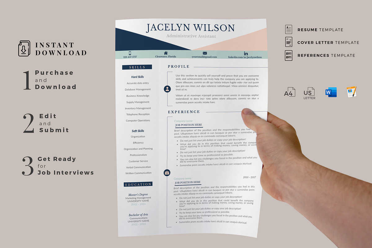 Creative Resume Example, CV Cover L., a Resume Template by HIRED Design Studio (Photo 17 of 19)