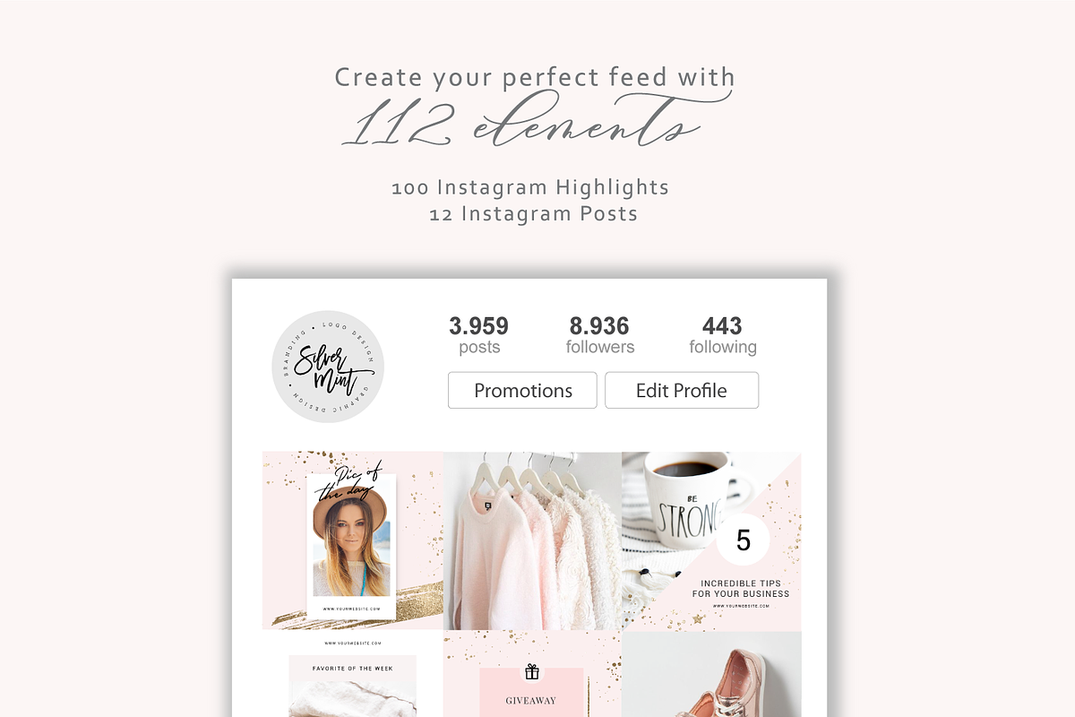 Shine and Glitter Instagram Pack, a Social Media Template by SilverMintDesign (Photo 4 of 5)