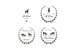 Vintage Labels Collection With Deers