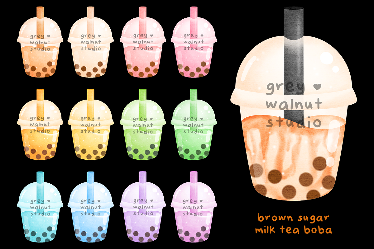Bubble Tea Clipart, a Food Illustration by greywalnutstudio (Photo 4 of 4)