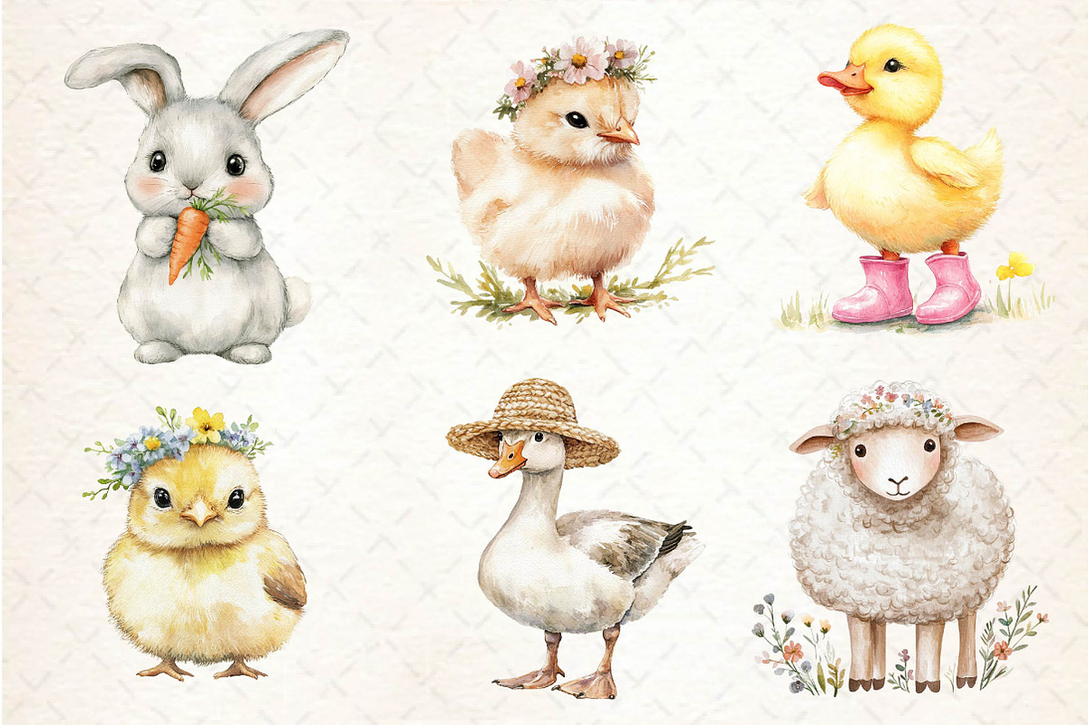 Spring Farm Animals Clipart, an Illustration by Dream Creation (Photo 2 of 5)